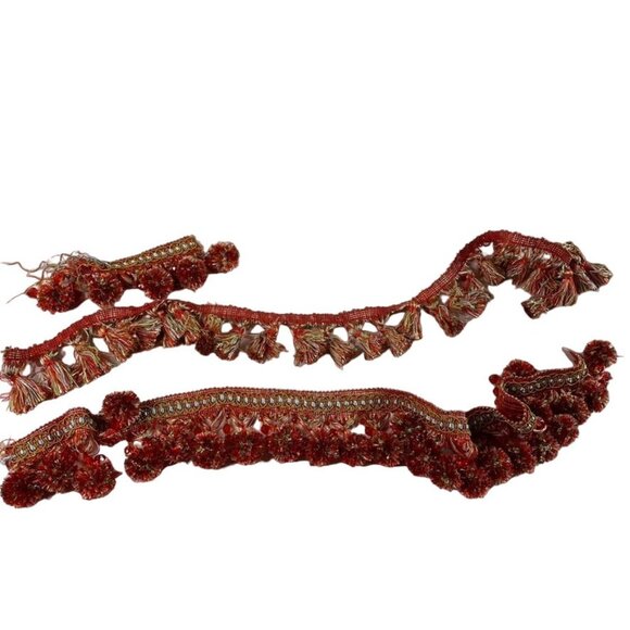 Ball Fringe Trim Attached Beads 1 Yard u Decorative Accent Orange Red Blue Yello - Picture 7 of 7